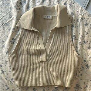 Aritzia Babaton Beige Ribbed Crop Top